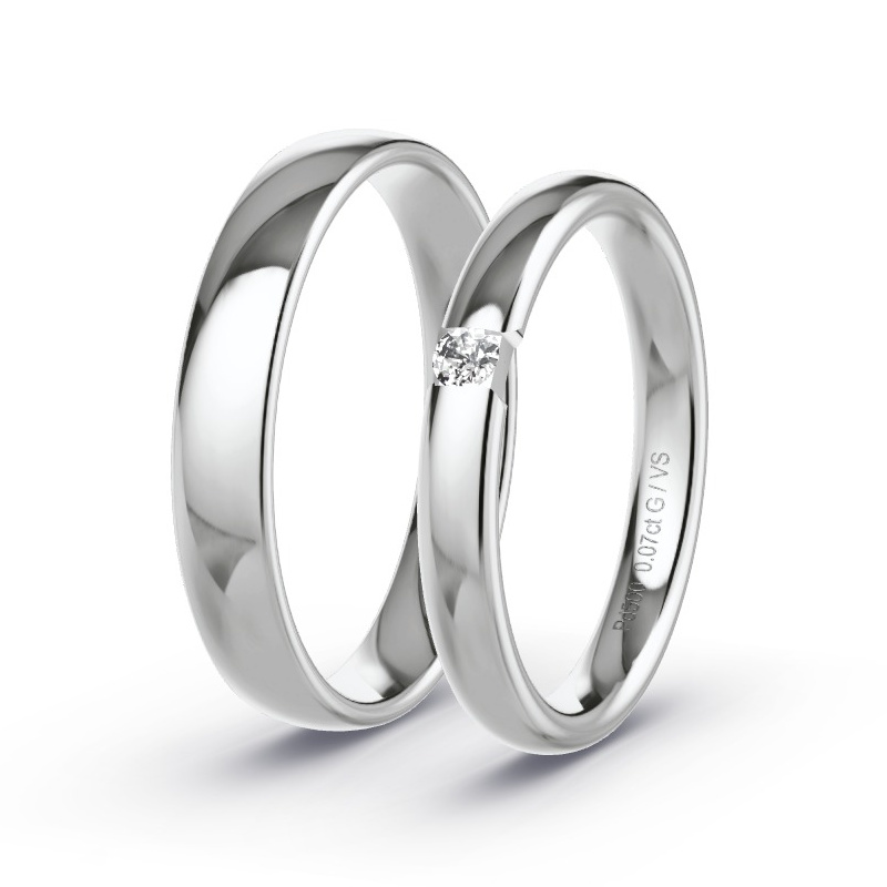 Obrączki ślubne Pallad - 0.07 ct diamentem - Model N°1743 Obrączki ślubne Pallad - 0.07 ct diamentem - Model N°1743