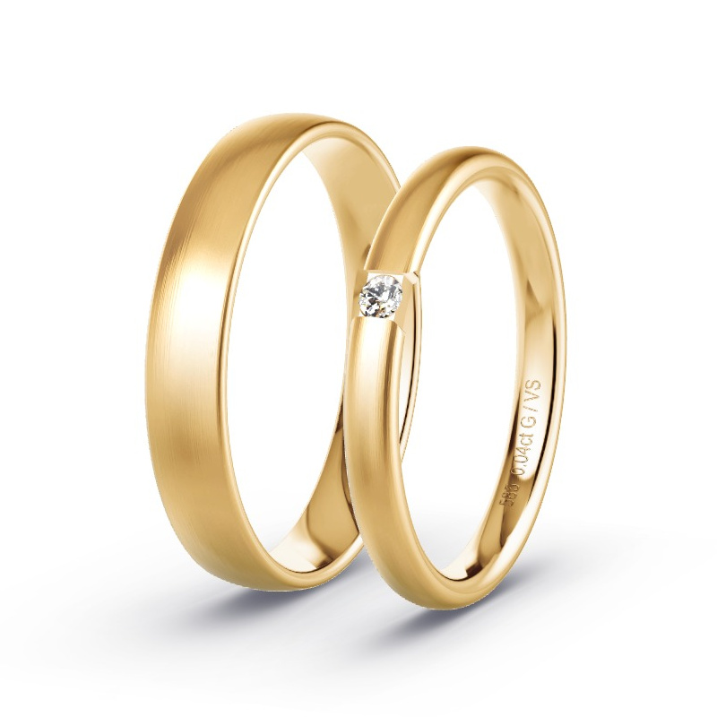 Obrączki ślubne Brzoskwiniowe złoto - 0.04 ct diamentem - Model N°1744
