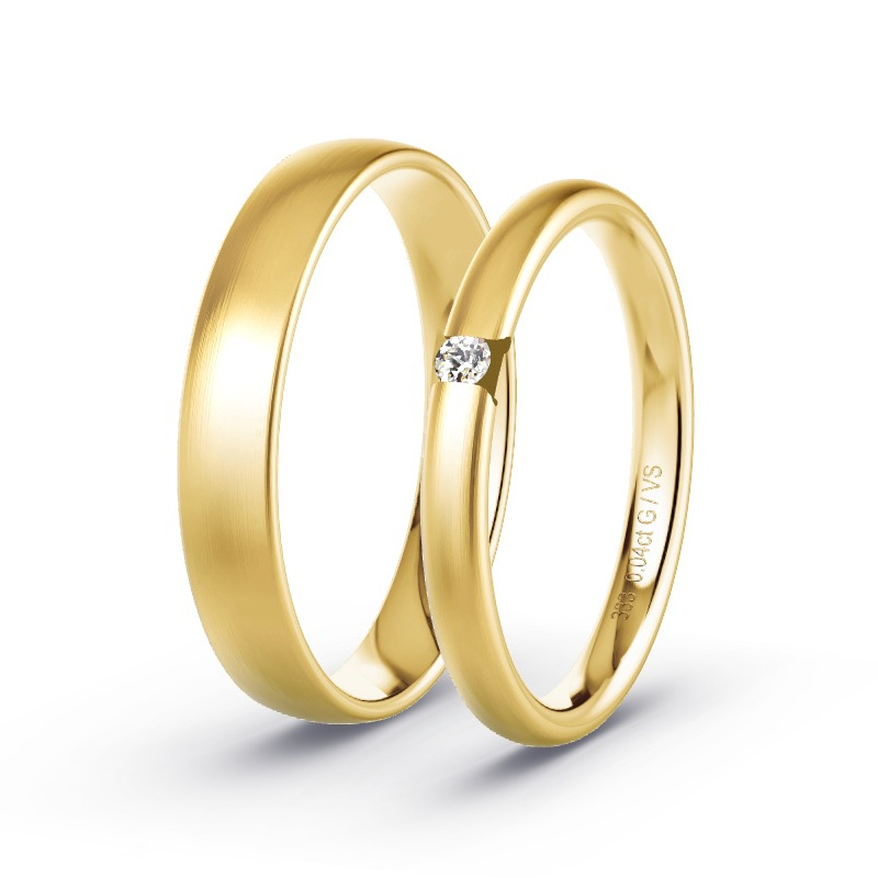 Obrączki ślubne Żółte złoto - 0.04 ct diamentem - Model N°1744