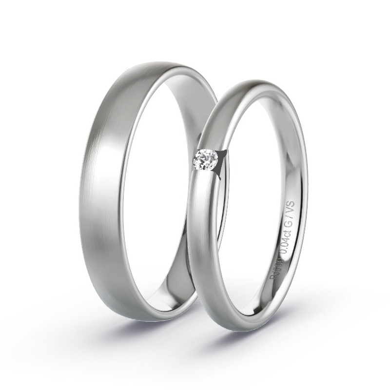 Obrączki ślubne Pallad - 0.04 ct diamentem - Model N°1744