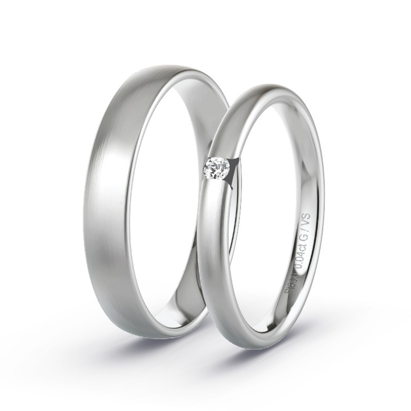 Obrączki ślubne Platyna - 0.04 ct diamentem - Model N°1744