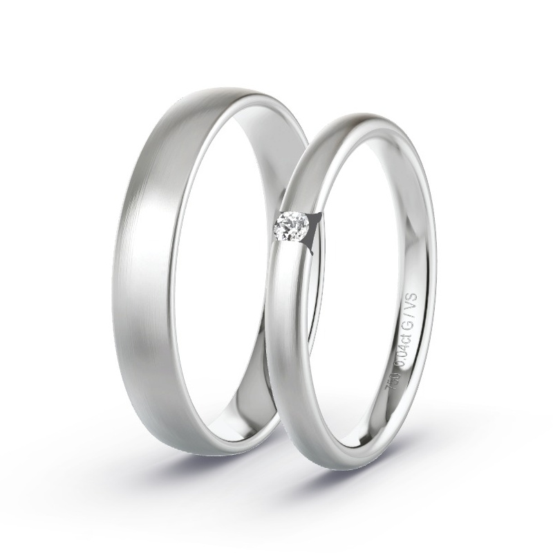 Obrączki ślubne Białe złoto - 0.04 ct diamentem - Model N°1744