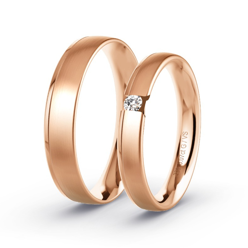 Obrączki ślubne Czerwone złoto - 0.07 ct diamentem - Model N°1747 Obrączki ślubne Czerwone złoto - 0.07 ct diamentem - Model N°1747