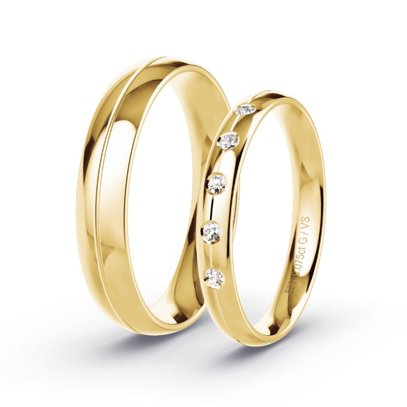 Obrączki ślubne Żółte złoto - 0.075 ct diamentem - Model N°1750 Obrączki ślubne Żółte złoto - 0.075 ct diamentem - Model N°1750