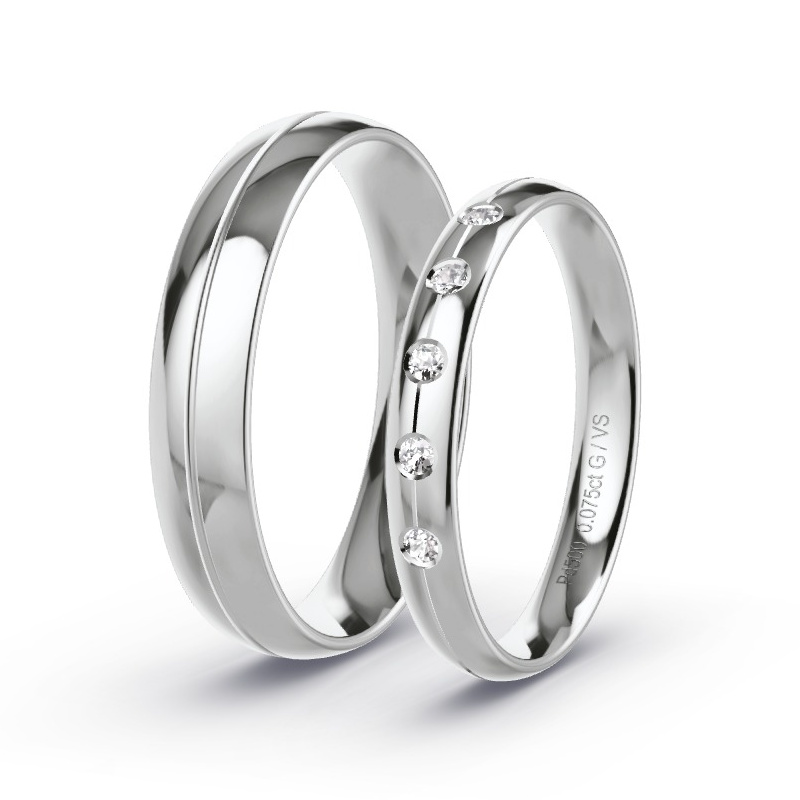 Obrączki ślubne Pallad - 0.075 ct diamentem - Model N°1750 Obrączki ślubne Pallad - 0.075 ct diamentem - Model N°1750