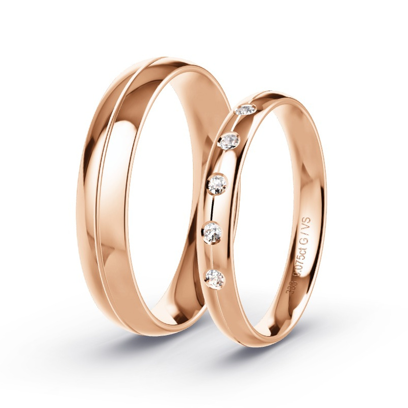 Obrączki ślubne Czerwone złoto - 0.075 ct diamentem - Model N°1750 Obrączki ślubne Czerwone złoto - 0.075 ct diamentem - Model N°1750
