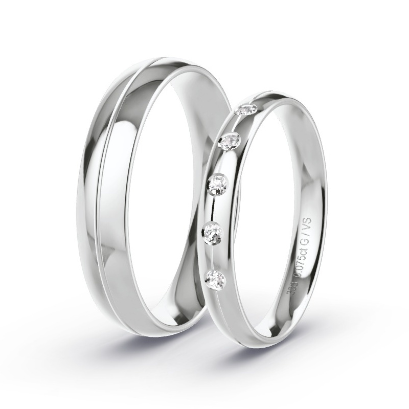 Obrączki ślubne Białe złoto - 0.075 ct diamentem - Model N°1750 Obrączki ślubne Białe złoto - 0.075 ct diamentem - Model N°1750