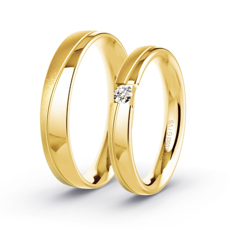 Obrączki ślubne Żółte złoto - 0.09 ct diamentem - Model N°1751