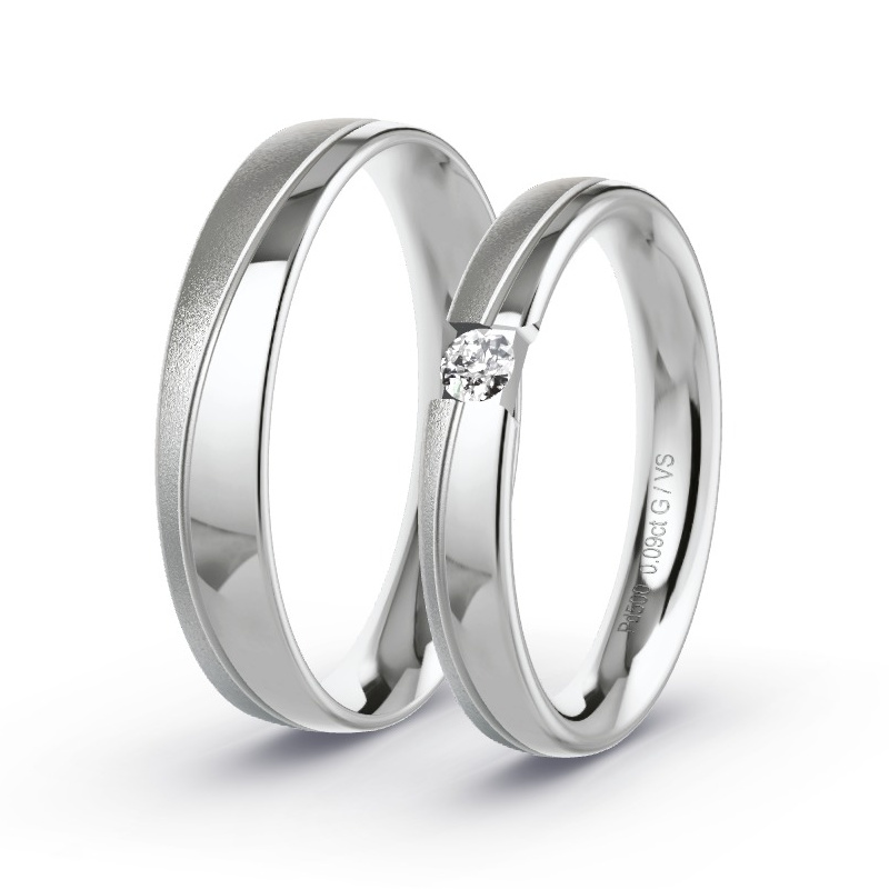 Obrączki ślubne Pallad - 0.09 ct diamentem - Model N°1751 Obrączki ślubne Pallad - 0.09 ct diamentem - Model N°1751