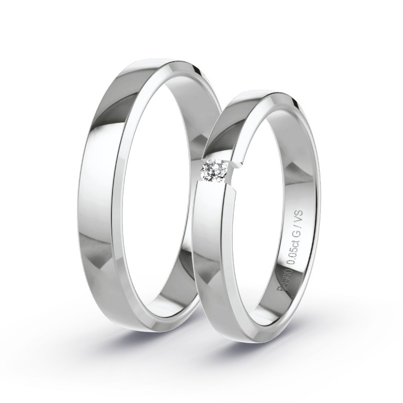 Obrączki ślubne Pallad - 0.05 ct diamentem - Model N°1752 Obrączki ślubne Pallad - 0.05 ct diamentem - Model N°1752