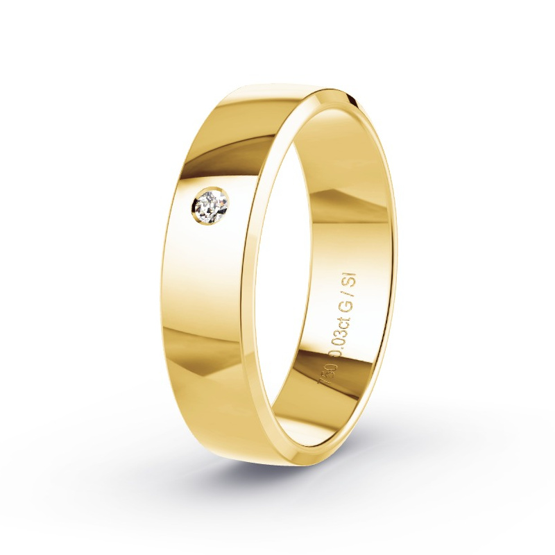 Obrączka ślubna Żółte złoto - 0.03 ct diamentem - Model N°2168 Obrączka ślubna Żółte złoto - 0.03 ct diamentem - Model N°2168