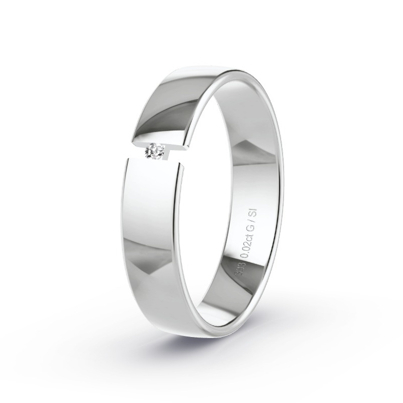 Obrączka ślubna Białe złoto - 0.02 ct diamentem - Model N°2172 Obrączka ślubna Białe złoto - 0.02 ct diamentem - Model N°2172