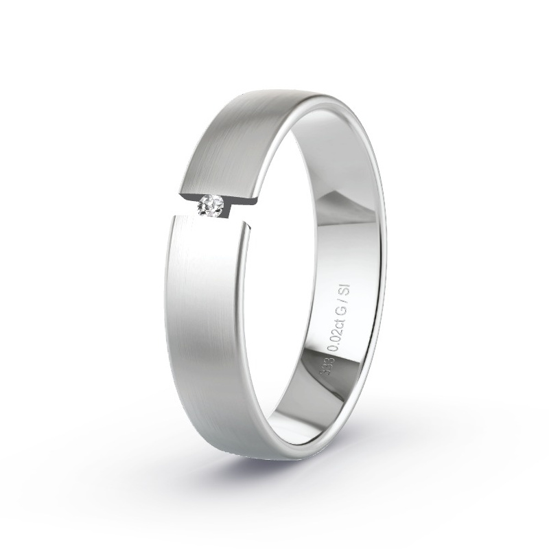 Obrączka ślubna Białe złoto - 0.02 ct diamentem - Model N°2173 Obrączka ślubna Białe złoto - 0.02 ct diamentem - Model N°2173