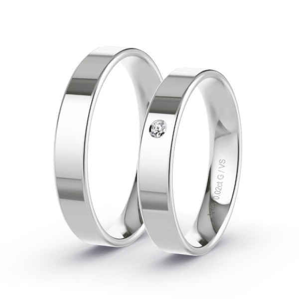 Obrączki ślubne Srebro - 0.02 ct diamentem - Model N°1001