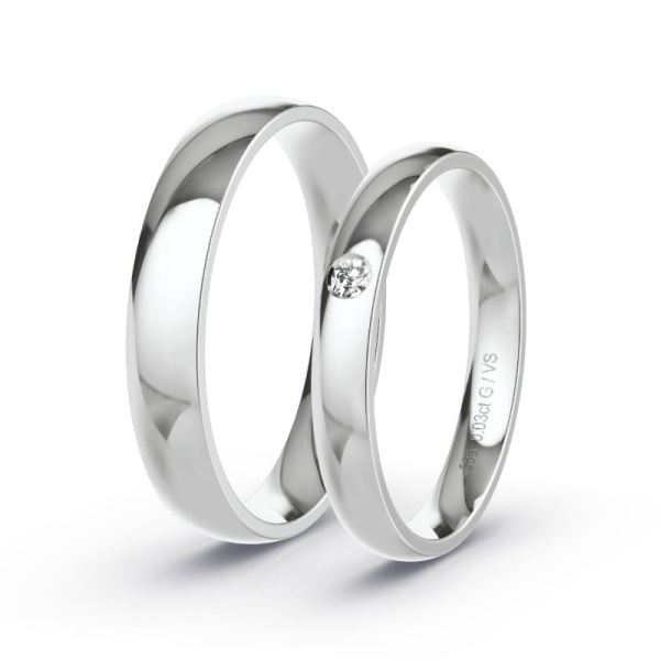 Obrączki ślubne Białe złoto - 0.03 ct diamentem - Model N°1002
