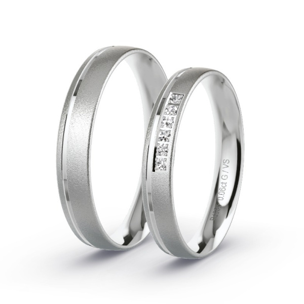 Obrączki ślubne Pallad - 0.06 ct diamentem - Model N°1008