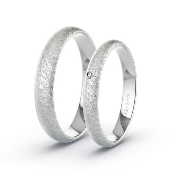 Obrączki ślubne Białe złoto - 0.02 ct diamentem - Model N°1011