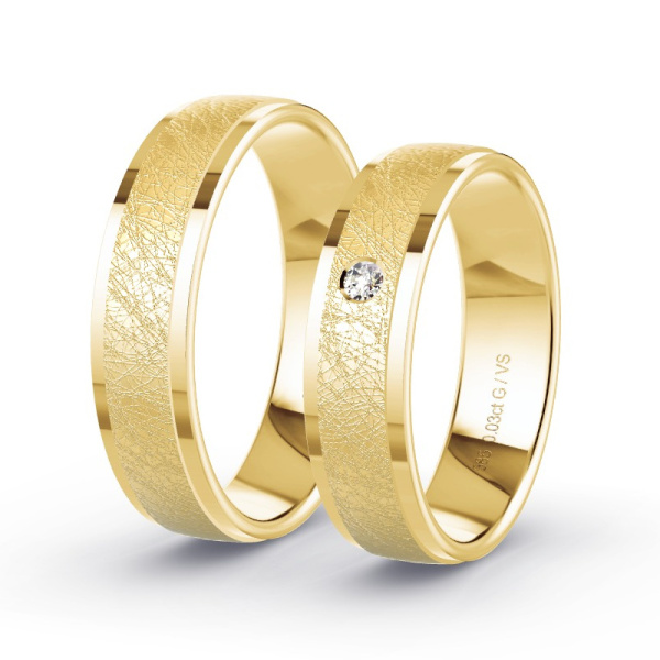 Obrączki ślubne Żółte złoto - 0.03 ct diamentem - Model N°1111