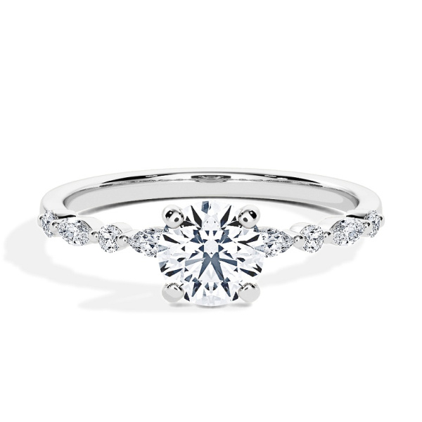 Pierścionek zaręczynowy Białe złoto - 0.54 ct Brylant - Model N°3018, Kamień boczny
