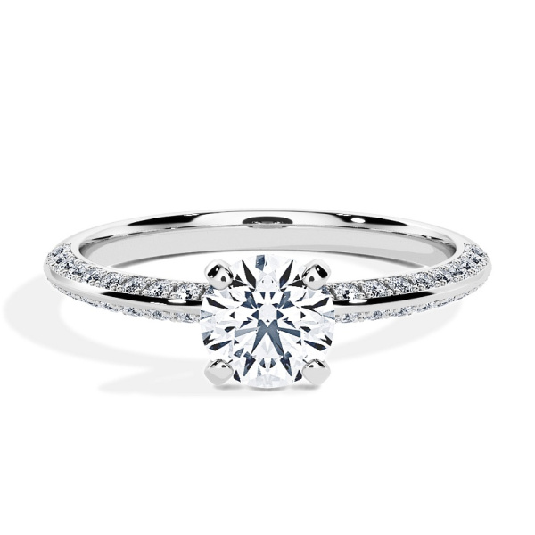 Pierścionek zaręczynowy Białe złoto - 0.70 ct Brylant - Model N°3021, Pavé