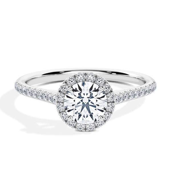Pierścionek zaręczynowy Białe złoto - 0.62 ct Brylant - Model N°3408, Halo, Pavé