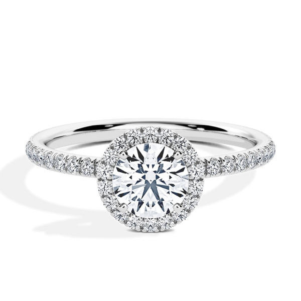 Pierścionek zaręczynowy Białe złoto - 0.78 ct Brylant - Model N°3411, Halo, Pavé