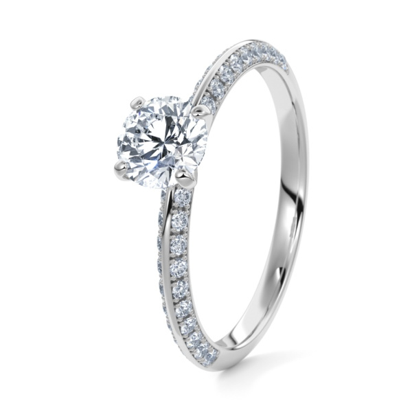Pierścionek zaręczynowy Białe złoto 333 - 0.70 ct diamentem - Model N°3021 Brylant, Pavé