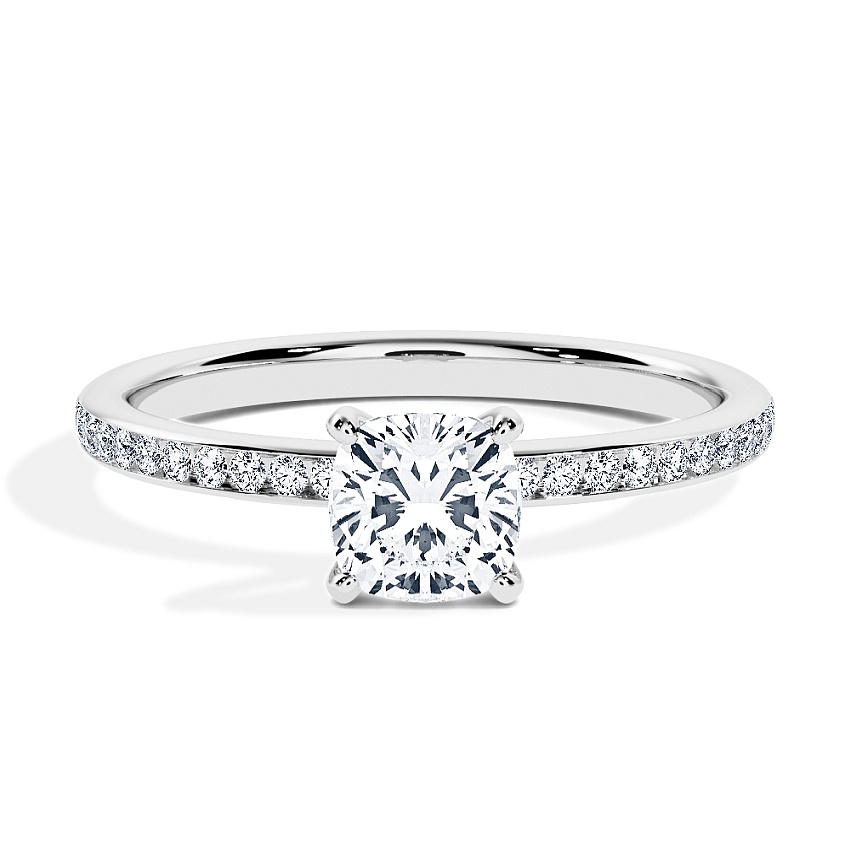 Pierścionek zaręczynowy Białe złoto - 0.70 ct Cushion - Model N°3013, Kanał