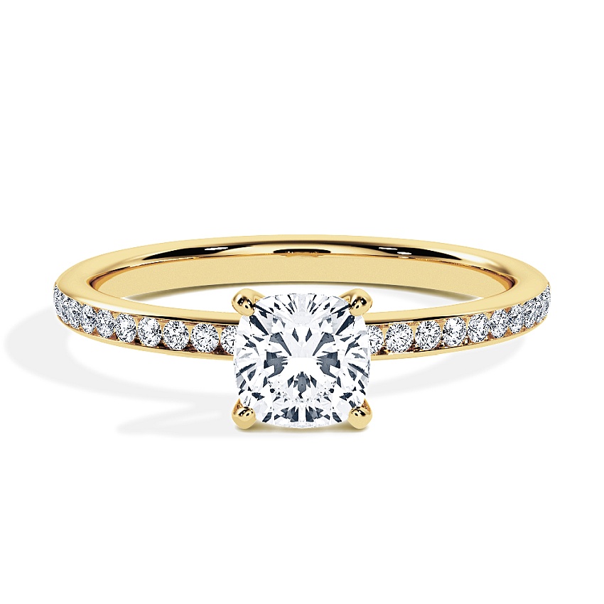 Pierścionek zaręczynowy Żółte złoto - 0.70 ct Cushion - Model N°3013, Kanał