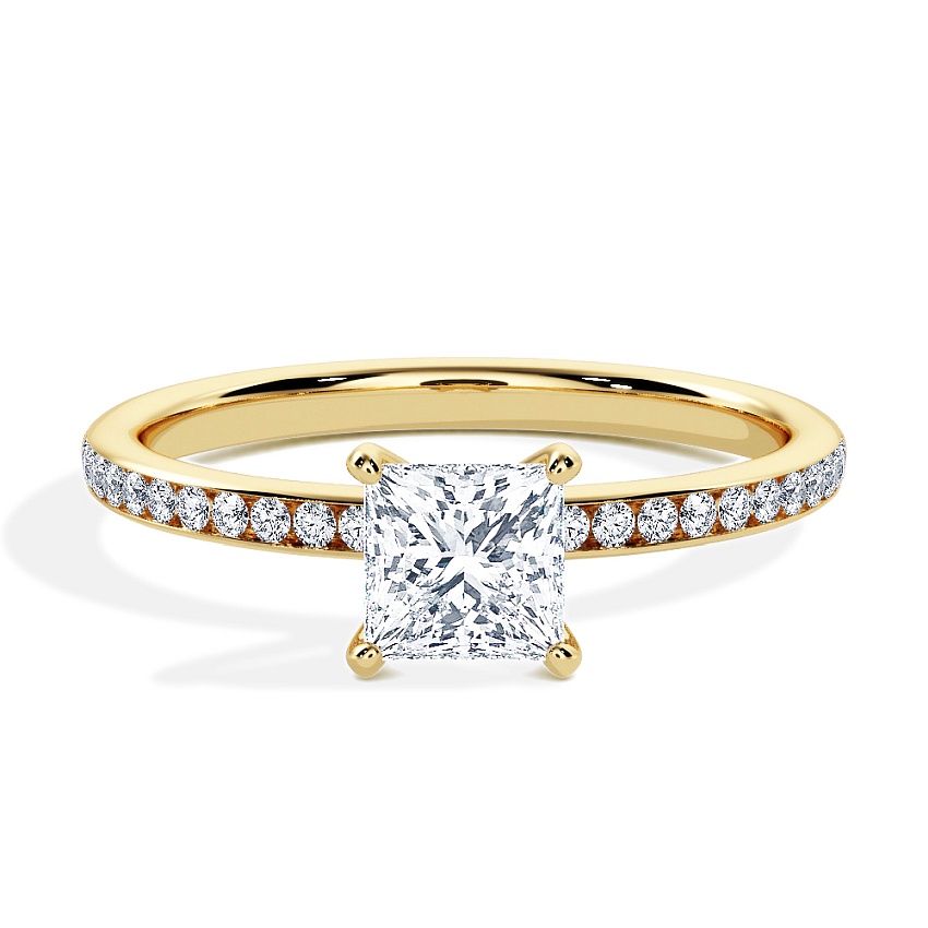 Pierścionek zaręczynowy Żółte złoto - 0.50 ct Princess - Model N°3013, Kanał Pierścionek zaręczynowy Żółte złoto - 0.50 ct Princess - Model N°3013, Kanał
