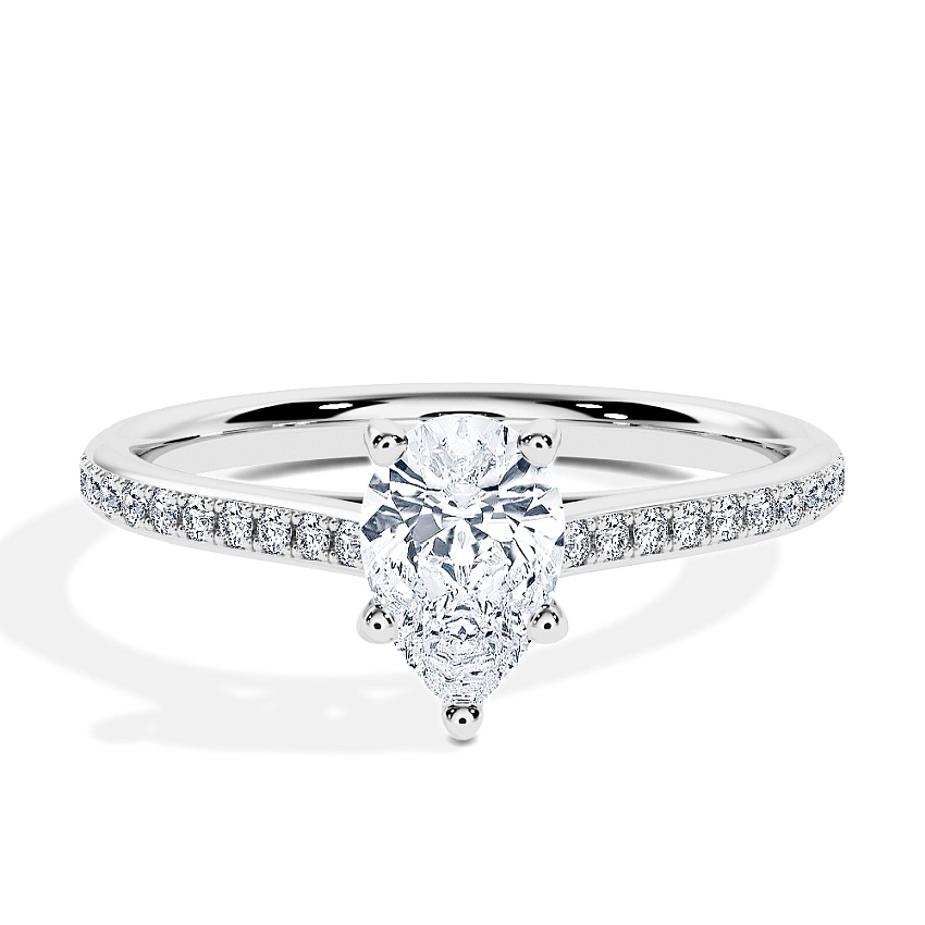 Pierścionek zaręczynowy Białe złoto - 0.50 ct Łezka - Model N°3015, Pavé Pierścionek zaręczynowy Białe złoto - 0.50 ct Łezka - Model N°3015, Pavé