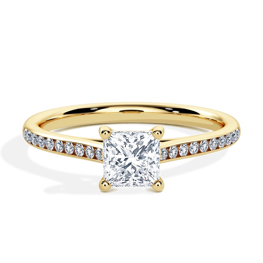 Pierścionek zaręczynowy Żółte złoto - 0.50 ct Princess - Model N°3015, Kanał Pierścionek zaręczynowy Żółte złoto - 0.50 ct Princess - Model N°3015, Kanał
