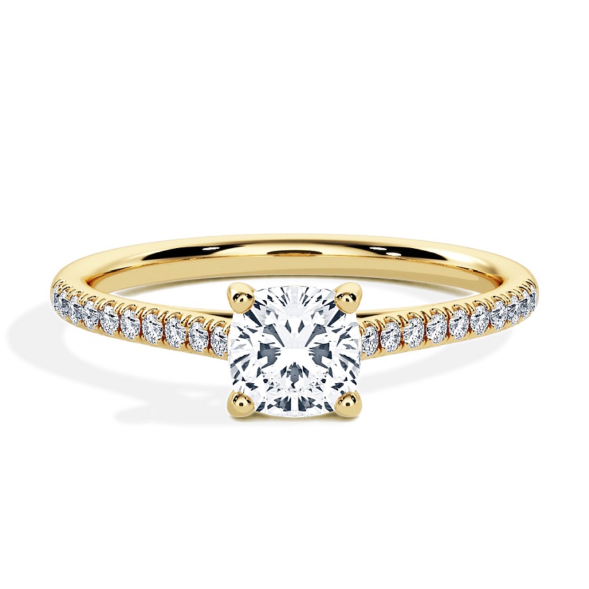 Pierścionek zaręczynowy Żółte złoto - 0.70 ct Cushion - Model N°3015, Pavé Pierścionek zaręczynowy Żółte złoto - 0.70 ct Cushion - Model N°3015, Pavé