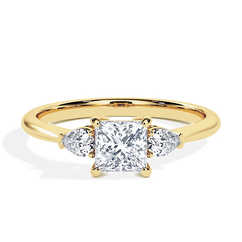 Pierścionek zaręczynowy Żółte złoto - 0.54 ct Princess - Model N°3304, 3 kamienie Pierścionek zaręczynowy Żółte złoto - 0.54 ct Princess - Model N°3304, 3 kamienie