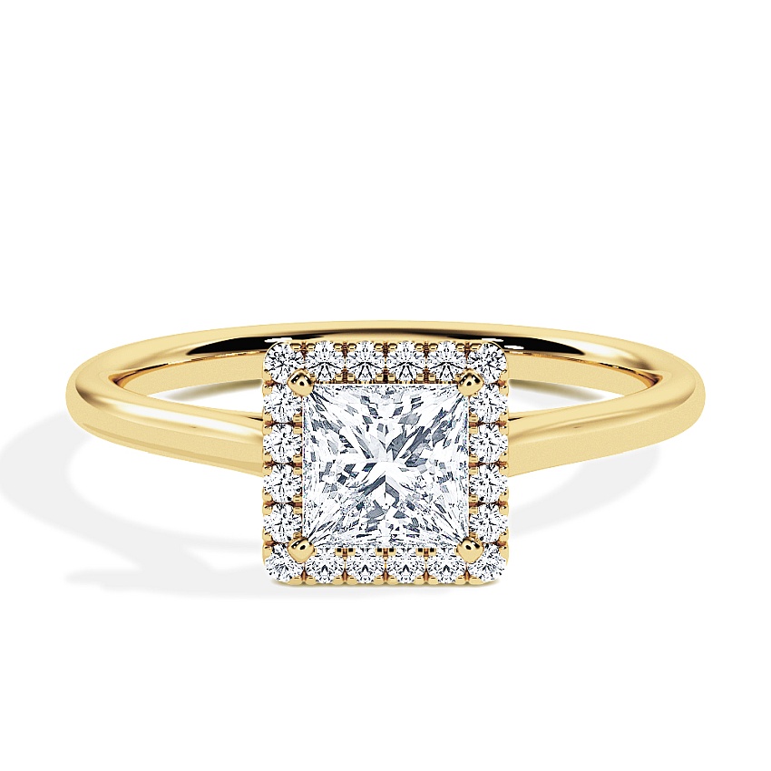 Pierścionek zaręczynowy Żółte złoto - 0.42 ct Princess - Model N°3409, Halo Pierścionek zaręczynowy Żółte złoto - 0.42 ct Princess - Model N°3409, Halo