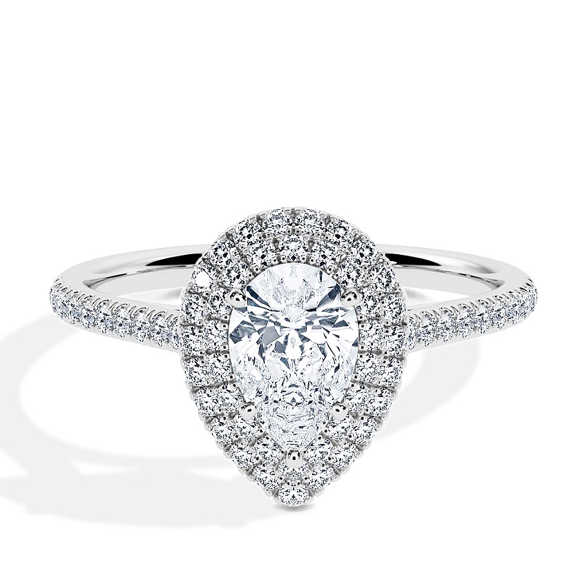 Pierścionek zaręczynowy Białe złoto - 0.80 ct Łezka - Model N°3410, Halo, Pavé Pierścionek zaręczynowy Białe złoto - 0.80 ct Łezka - Model N°3410, Halo, Pavé
