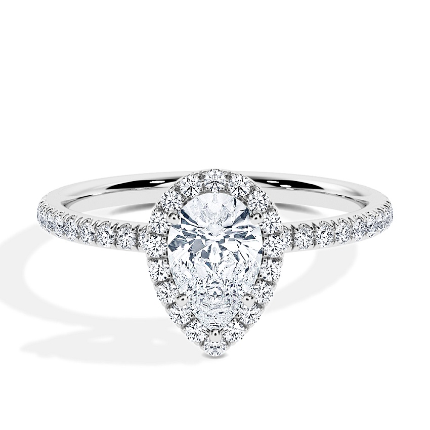 Pierścionek zaręczynowy Białe złoto - 0.78 ct Łezka - Model N°3411, Halo, Pavé Pierścionek zaręczynowy Białe złoto - 0.78 ct Łezka - Model N°3411, Halo, Pavé
